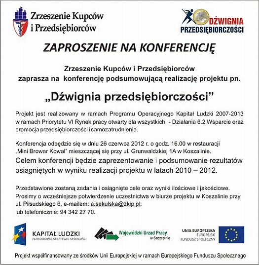 Zaproszenie na konferencj podsumowujac projekt 